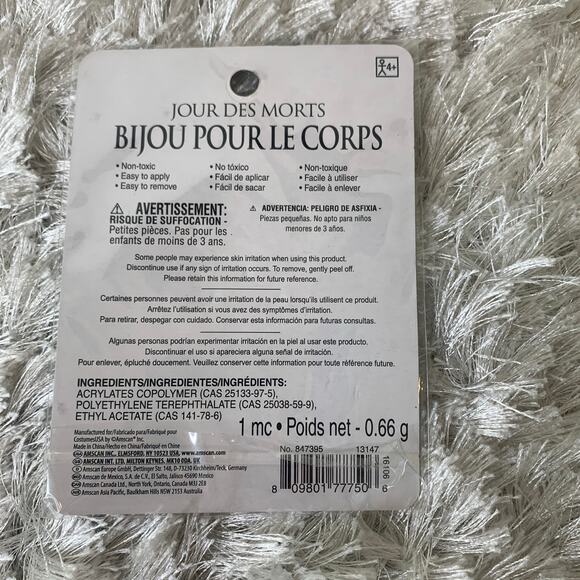 Day of the Dead Temporary Tattoo Body Jewelry Skull NIP - Picture 2 of 2